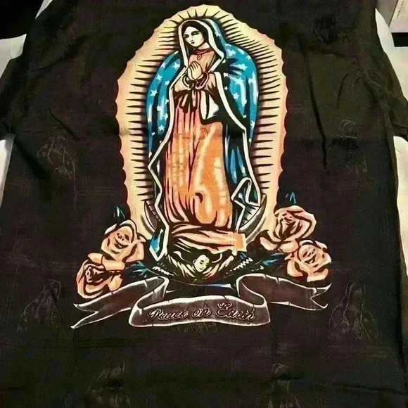 Vintage Cruizin Low Shirt Men Black Sz L Virgin Mary LowRider Chicano C… - Picture 3 of 6